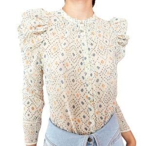 NWOT Ulla Johnson Willa Cream Puff Sleeve Button Down Shirt‎ Blouse Size 6